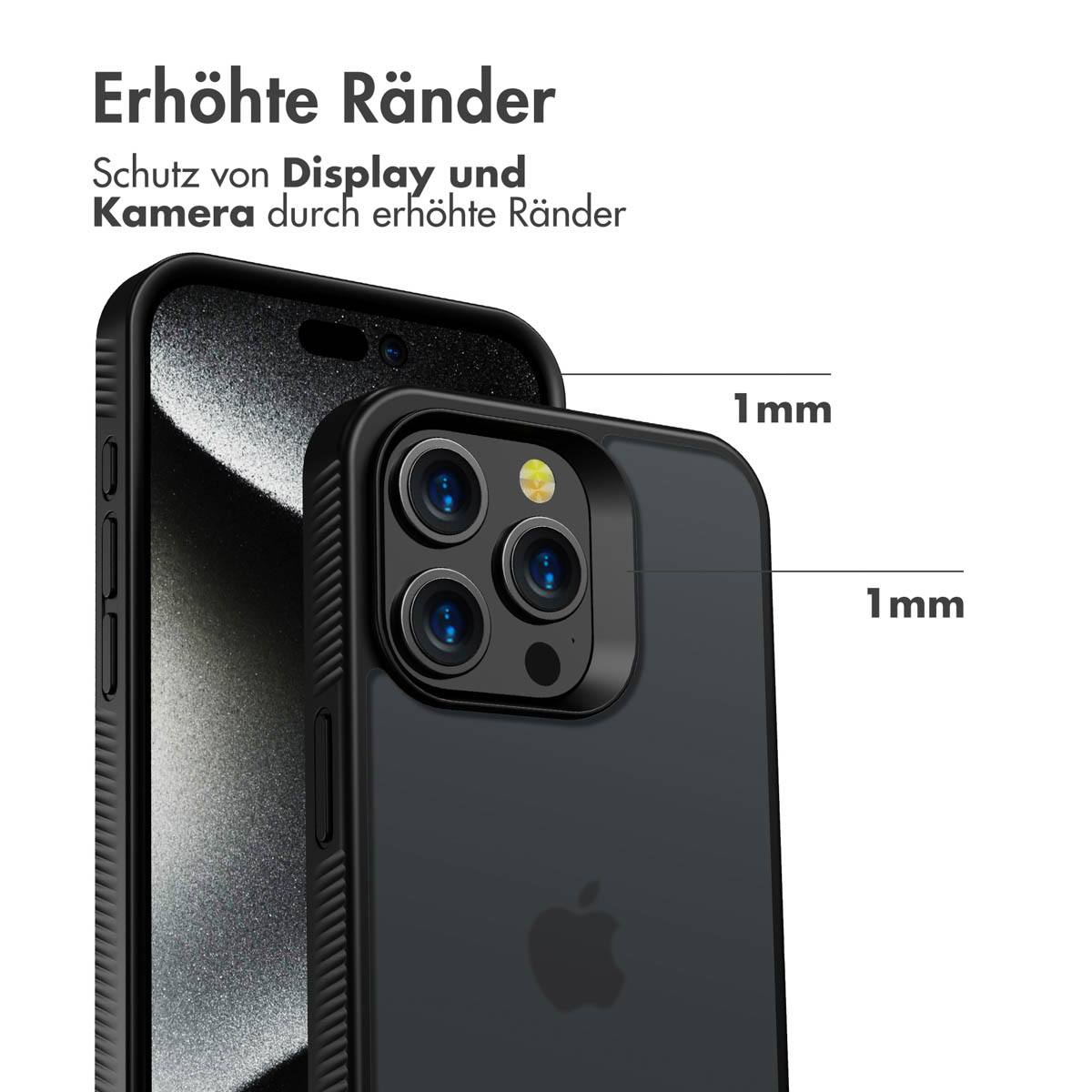 Accezz Rugged Frosted Backcover Apple iPhone 15 Pro Max - Zwart - Afbeelding 9