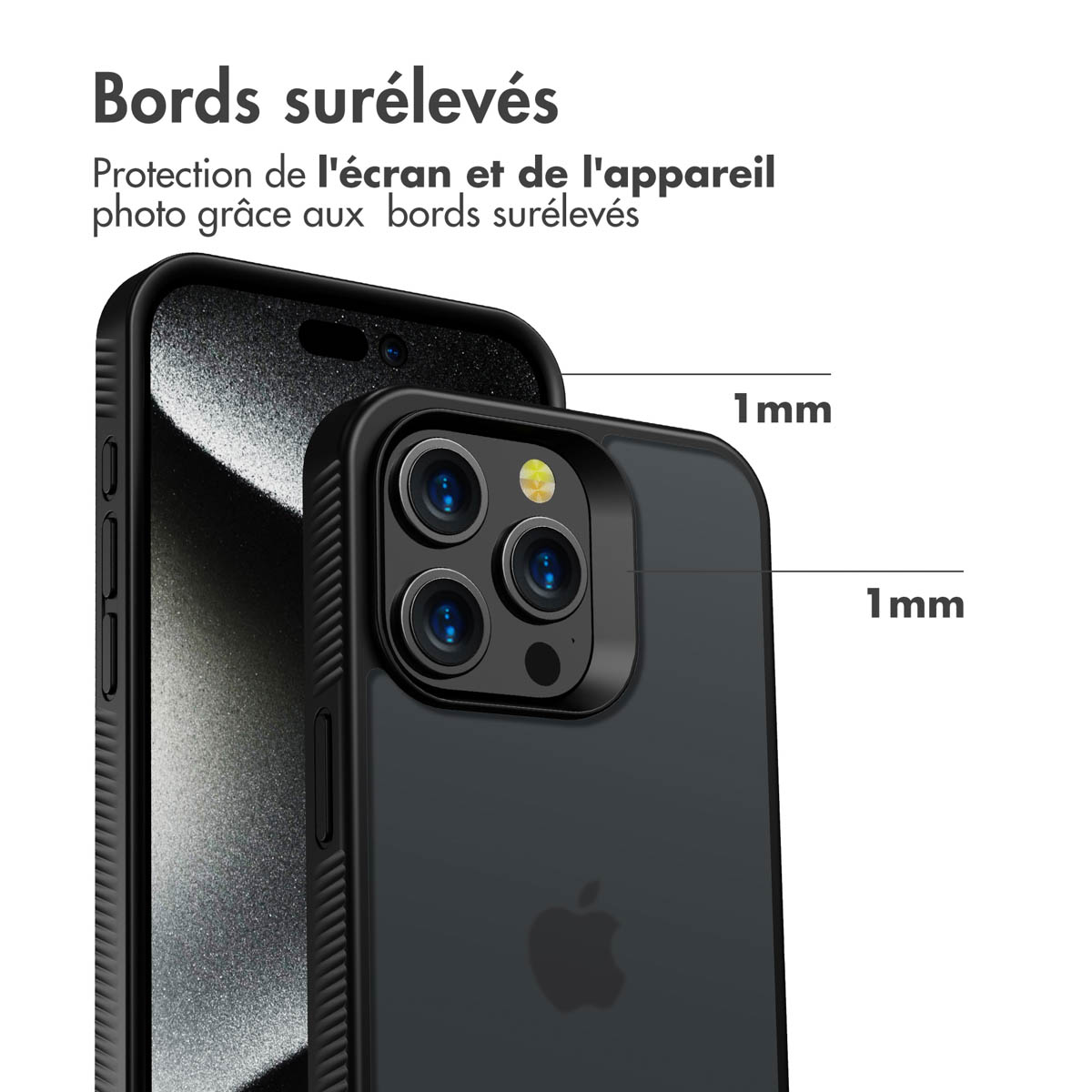 Accezz Rugged Frosted Backcover Apple iPhone 15 Pro Max - Zwart - Afbeelding 10