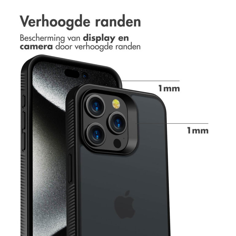 Accezz Rugged Frosted Backcover Apple iPhone 15 Pro Max - Zwart - Afbeelding 3