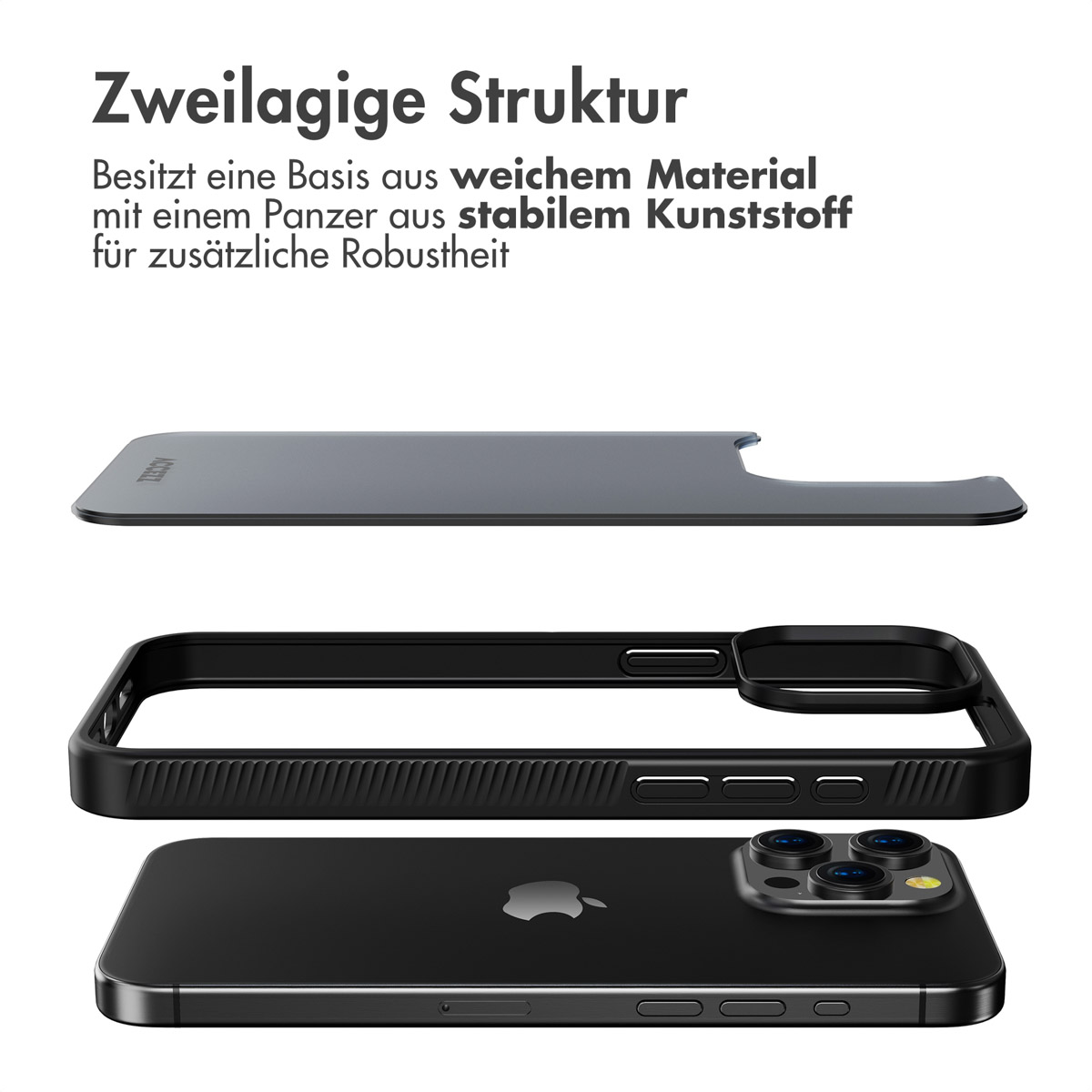 Accezz Rugged Frosted Backcover Apple iPhone 15 Pro Max - Zwart - Afbeelding 8