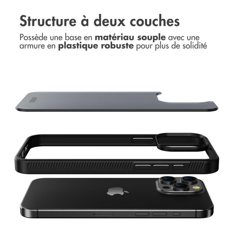 Accezz Rugged Frosted Backcover Apple iPhone 15 Pro Max - Zwart - Afbeelding 5