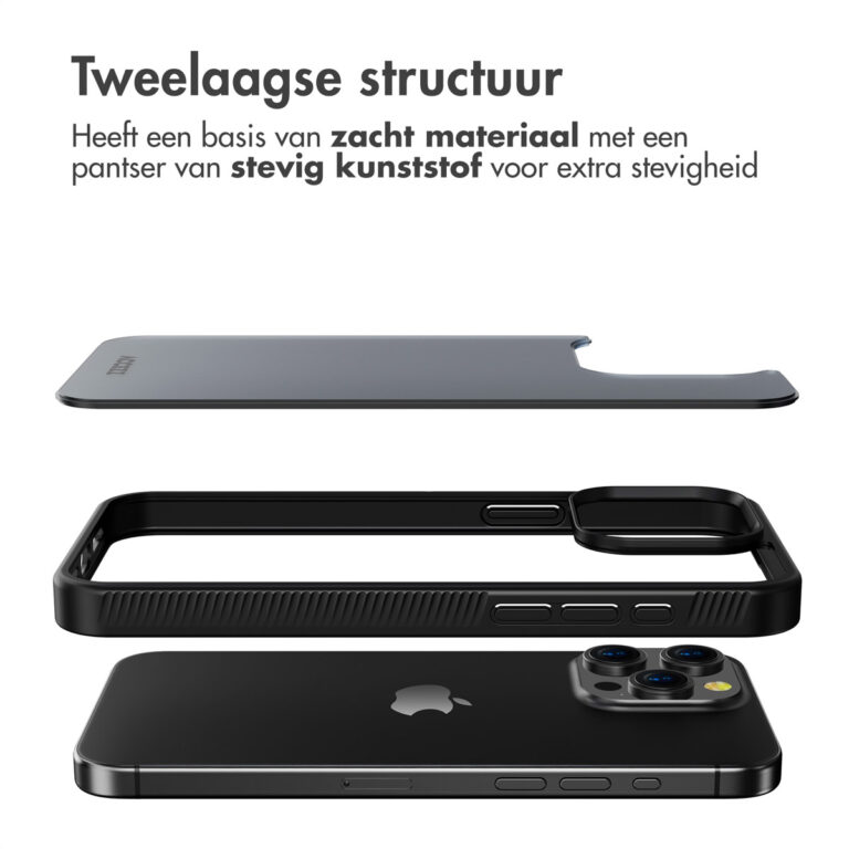 Accezz Rugged Frosted Backcover Apple iPhone 15 Pro Max - Zwart - Afbeelding 2