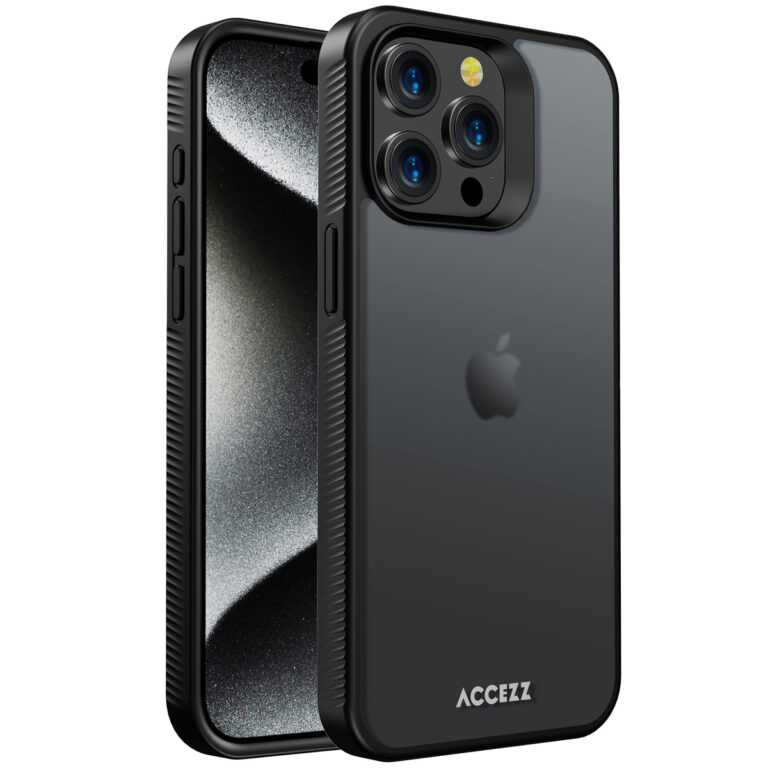 Accezz Rugged Frosted Backcover Apple iPhone 15 Pro Max - Zwart - Afbeelding 4