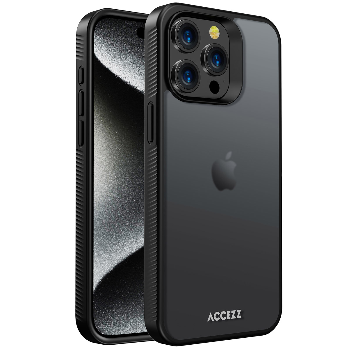Accezz Rugged Frosted Backcover Apple iPhone 15 Pro Max - Zwart - Afbeelding 3
