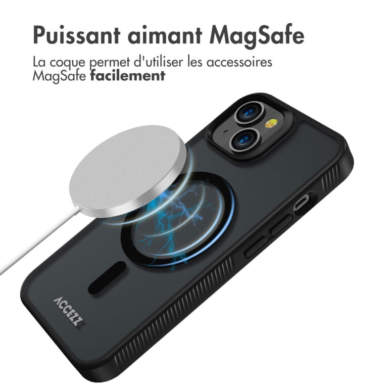 Accezz Rugged Frosted Backcover met MagSafe Apple iPhone 14 - Zwart - Afbeelding 8