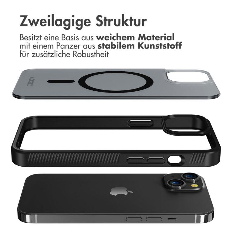 Accezz Rugged Frosted Backcover met MagSafe Apple iPhone 14 - Zwart - Afbeelding 10