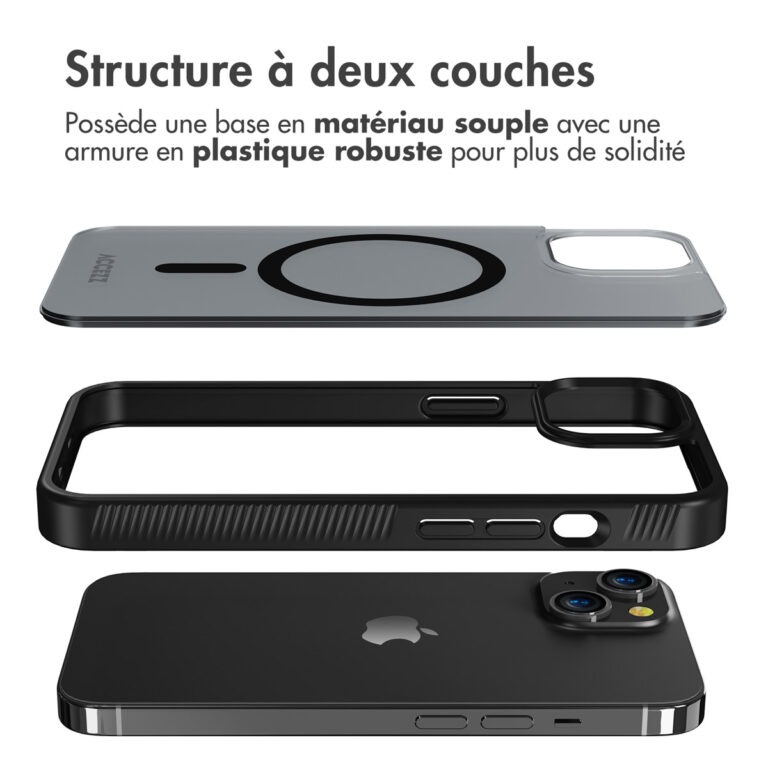Accezz Rugged Frosted Backcover met MagSafe Apple iPhone 14 - Zwart - Afbeelding 6