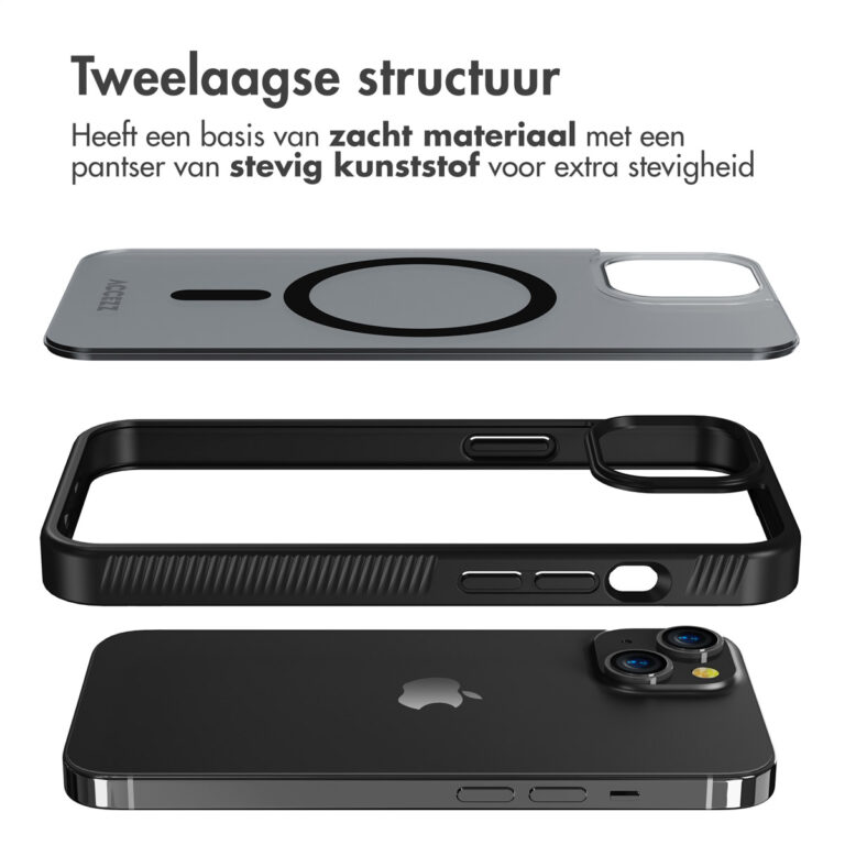 Accezz Rugged Frosted Backcover met MagSafe Apple iPhone 14 - Zwart - Afbeelding 2
