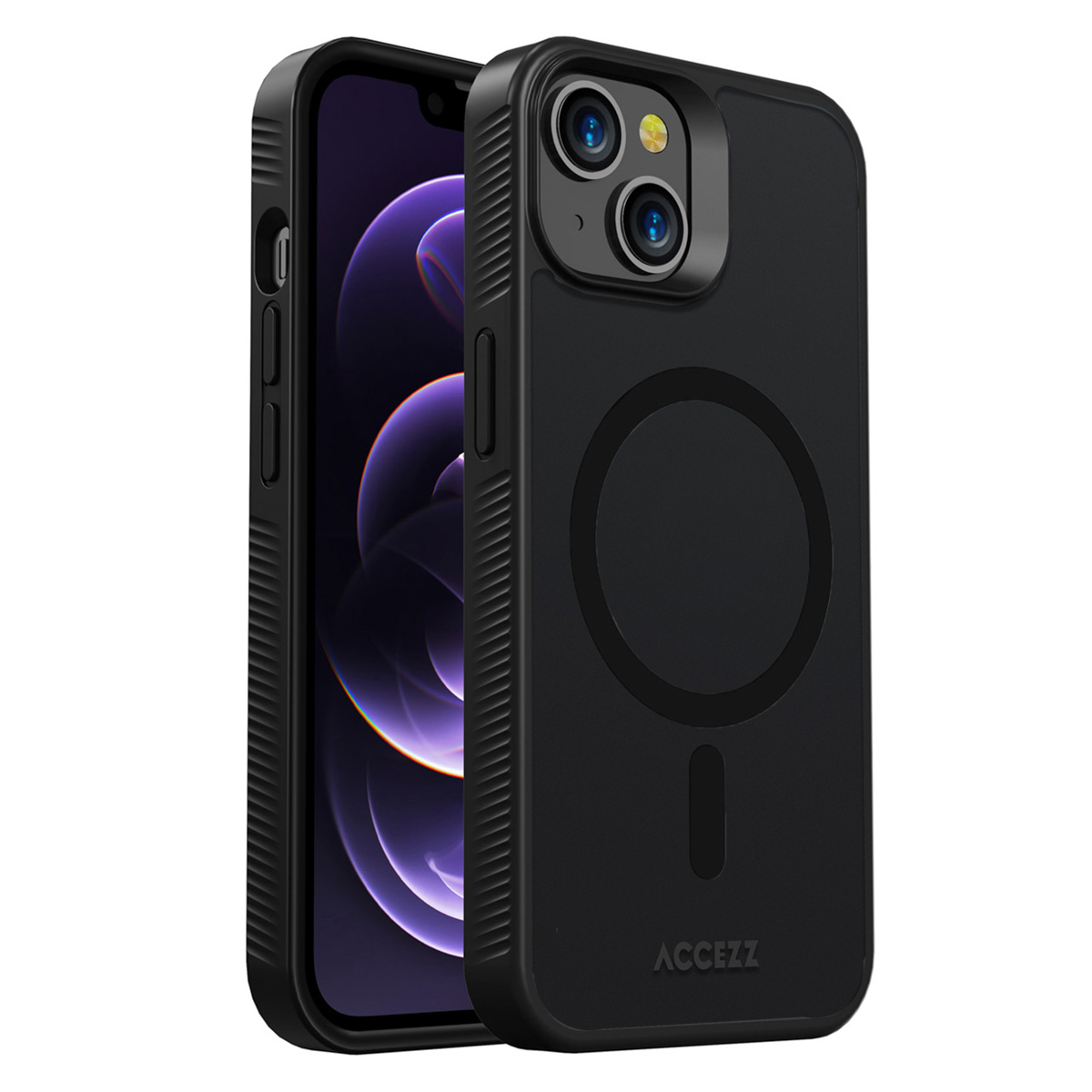 Accezz Rugged Frosted MagSafe Backcover Apple iPhone 14 - Zwart - Afbeelding 3