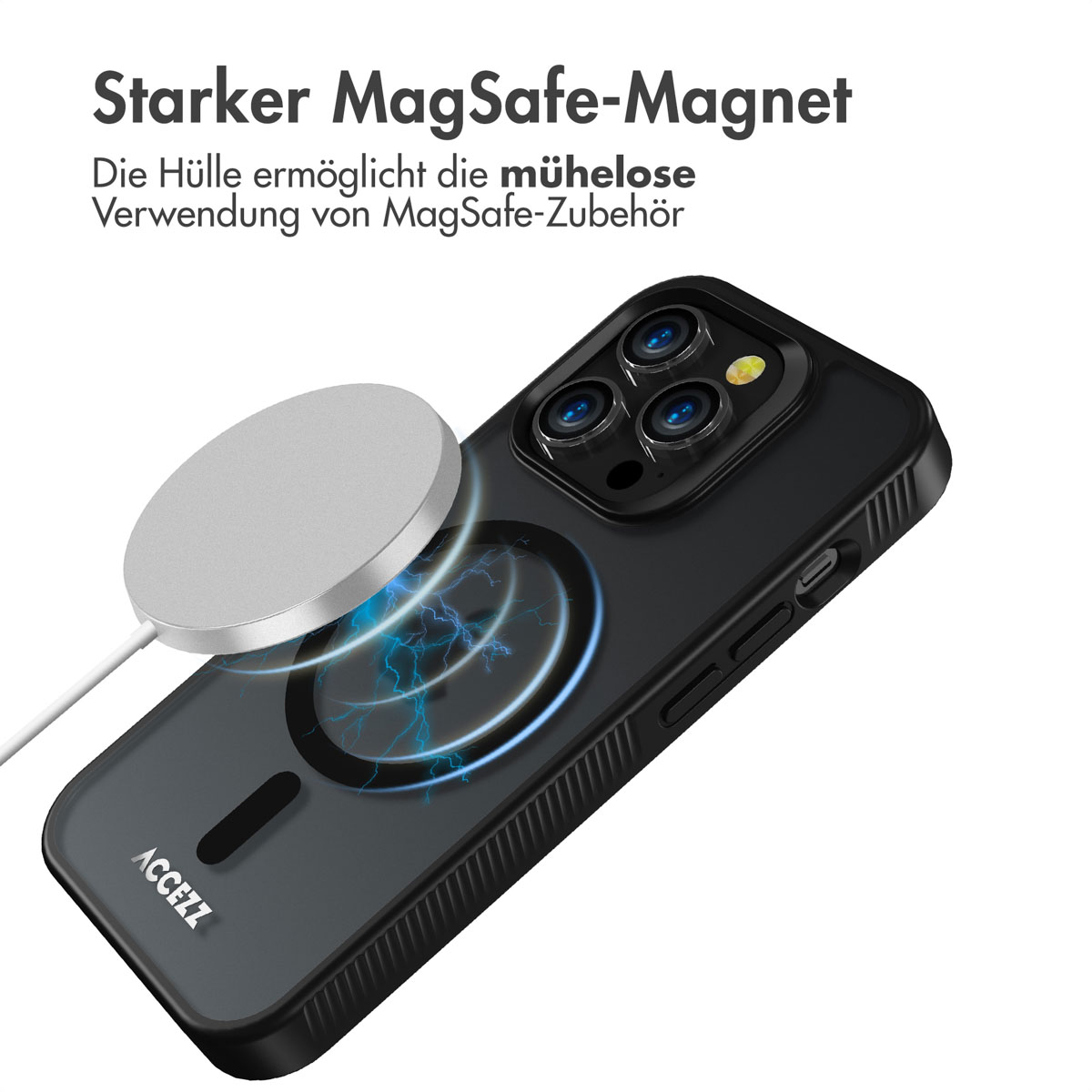 Accezz Rugged Frosted MagSafe Backcover Apple iPhone 14 Pro - Zwart - Afbeelding 10