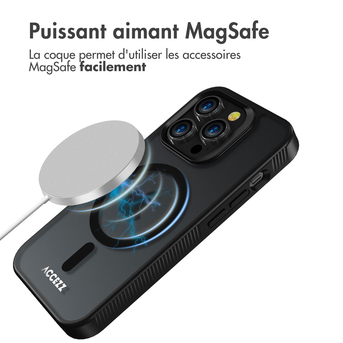 Accezz Rugged Frosted MagSafe Backcover Apple iPhone 14 Pro - Zwart - Afbeelding 4