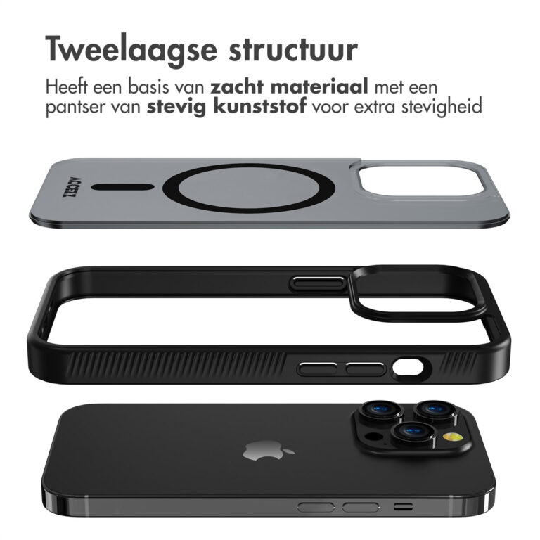 Accezz Rugged Frosted Backcover met MagSafe Apple iPhone 14 Pro - Zwart - Afbeelding 2