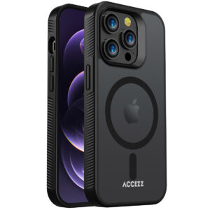 Accezz Rugged Frosted Backcover met MagSafe Apple iPhone 14 Pro - Zwart