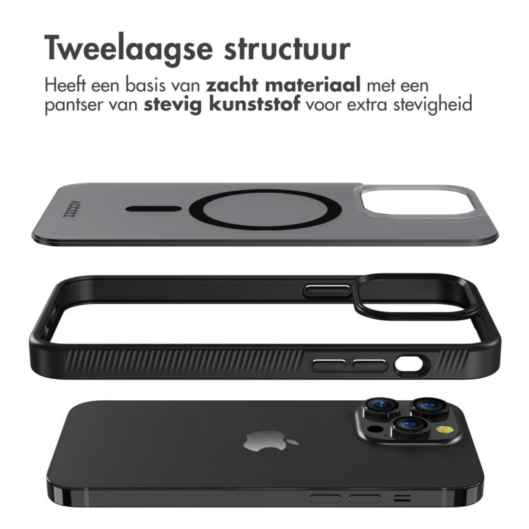 Accezz Rugged Frosted Backcover met MagSafe Apple iPhone 14 Pro Max - Zwart - Afbeelding 2