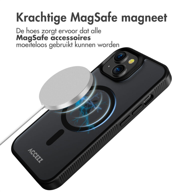 Accezz Rugged Frosted Backcover met MagSafe Apple iPhone 15 - Zwart - Afbeelding 4