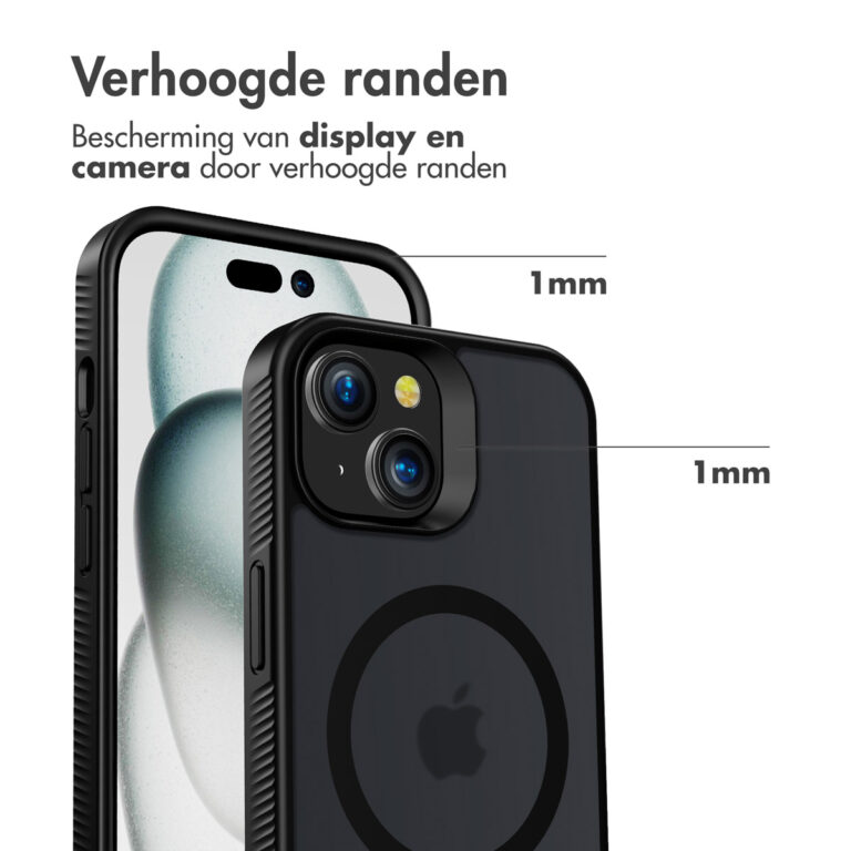 Accezz Rugged Frosted Backcover met MagSafe Apple iPhone 15 - Zwart - Afbeelding 3