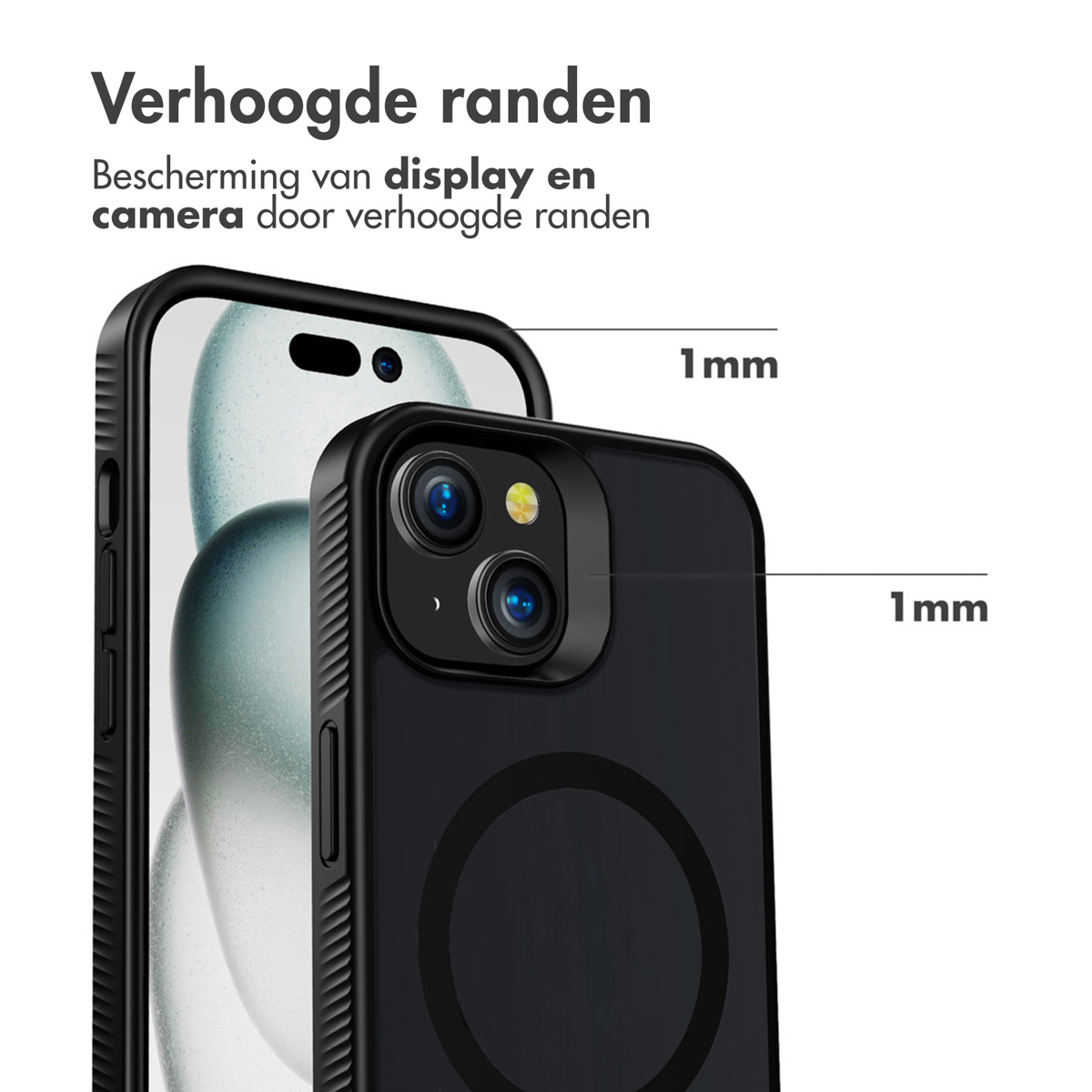 Accezz Rugged Frosted MagSafe Backcover Apple iPhone 15 - Zwart - Afbeelding 2