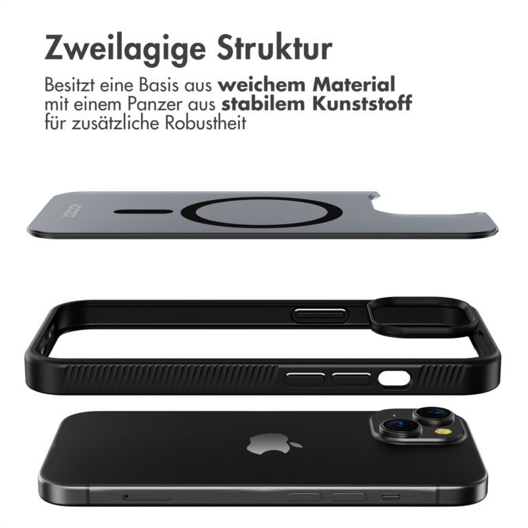 Accezz Rugged Frosted Backcover met MagSafe Apple iPhone 15 - Zwart - Afbeelding 10