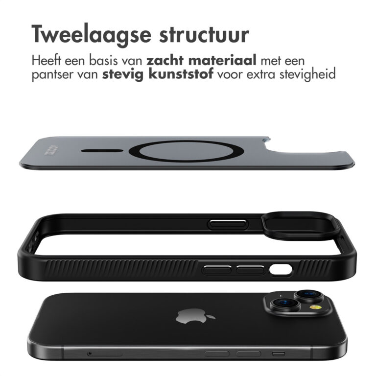 Accezz Rugged Frosted Backcover met MagSafe Apple iPhone 15 - Zwart - Afbeelding 2