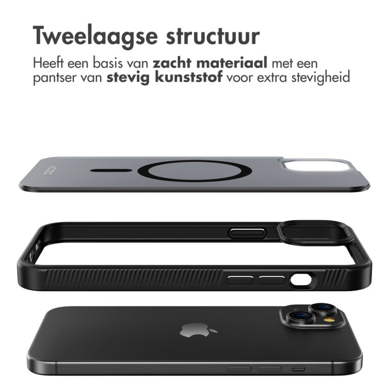 Accezz Rugged Frosted Backcover met MagSafe Apple iPhone 15 Plus - Zwart - Afbeelding 2