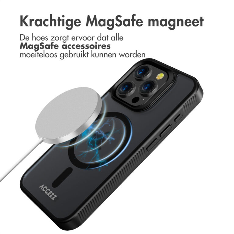 Accezz Rugged Frosted Backcover met MagSafe Apple iPhone 15 Pro - Zwart - Afbeelding 4