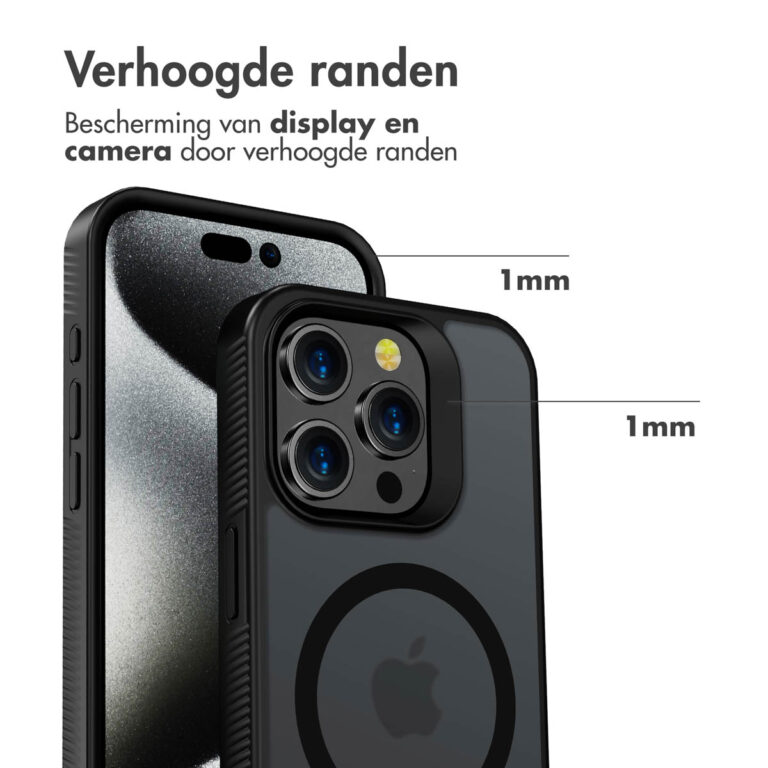Accezz Rugged Frosted Backcover met MagSafe Apple iPhone 15 Pro - Zwart - Afbeelding 3