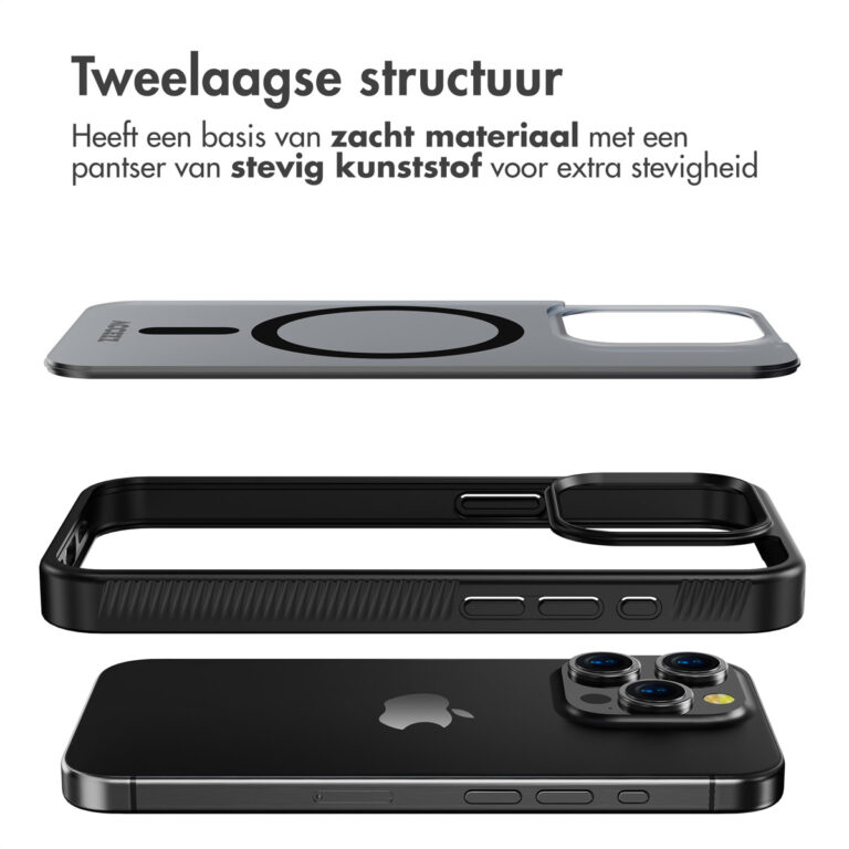 Accezz Rugged Frosted Backcover met MagSafe Apple iPhone 15 Pro - Zwart - Afbeelding 2