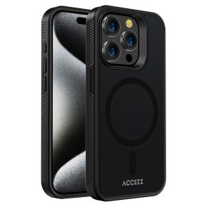 Accezz Rugged Frosted MagSafe Backcover Apple iPhone 15 Pro - Zwart