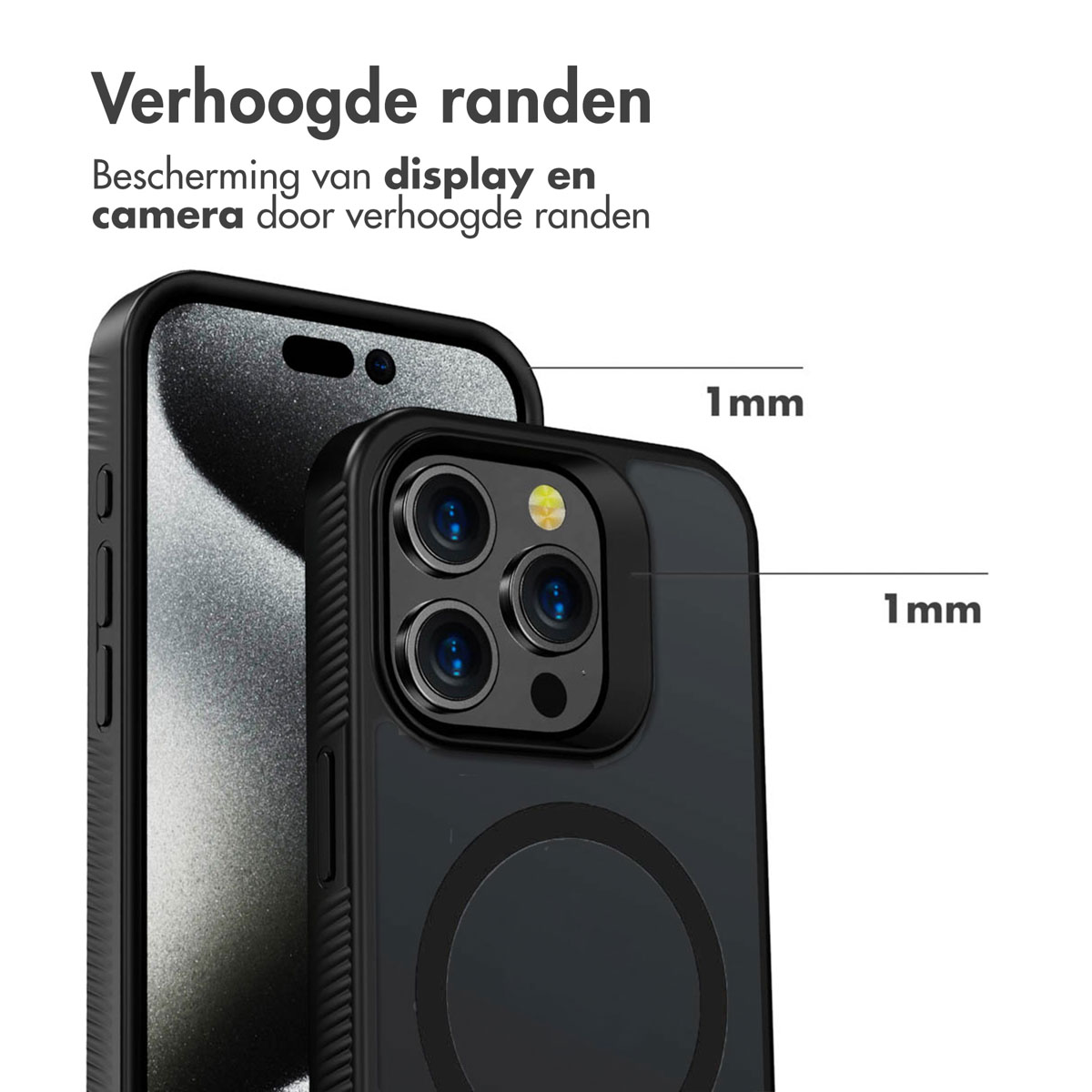 Accezz Rugged Frosted MagSafe Backcover Apple iPhone 15 Pro Max - Zwart - Afbeelding 2