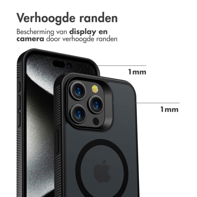 Accezz Rugged Frosted Backcover met MagSafe Apple iPhone 15 Pro Max - Zwart - Afbeelding 3