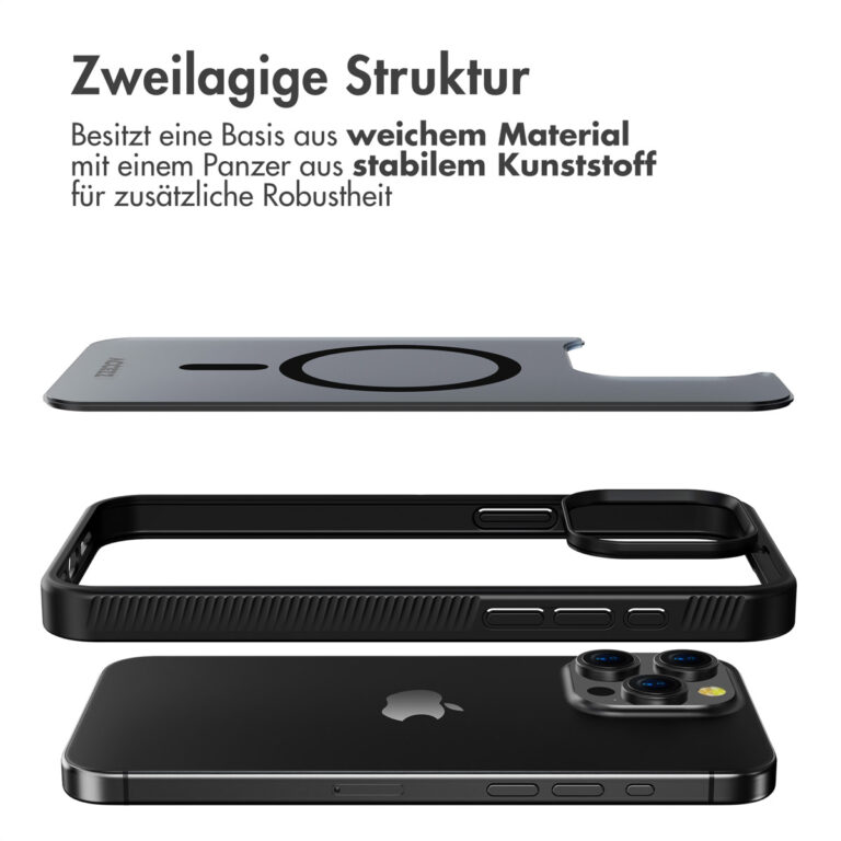 Accezz Rugged Frosted Backcover met MagSafe Apple iPhone 15 Pro Max - Zwart - Afbeelding 10