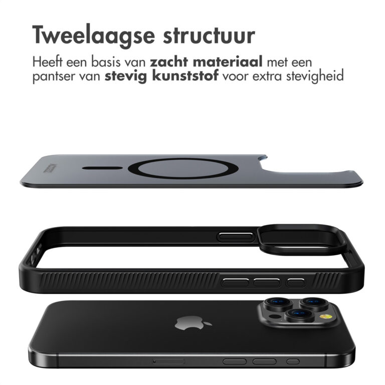 Accezz Rugged Frosted Backcover met MagSafe Apple iPhone 15 Pro Max - Zwart - Afbeelding 2