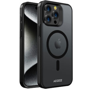 Accezz Rugged Frosted Backcover met MagSafe Apple iPhone 15 Pro Max - Zwart
