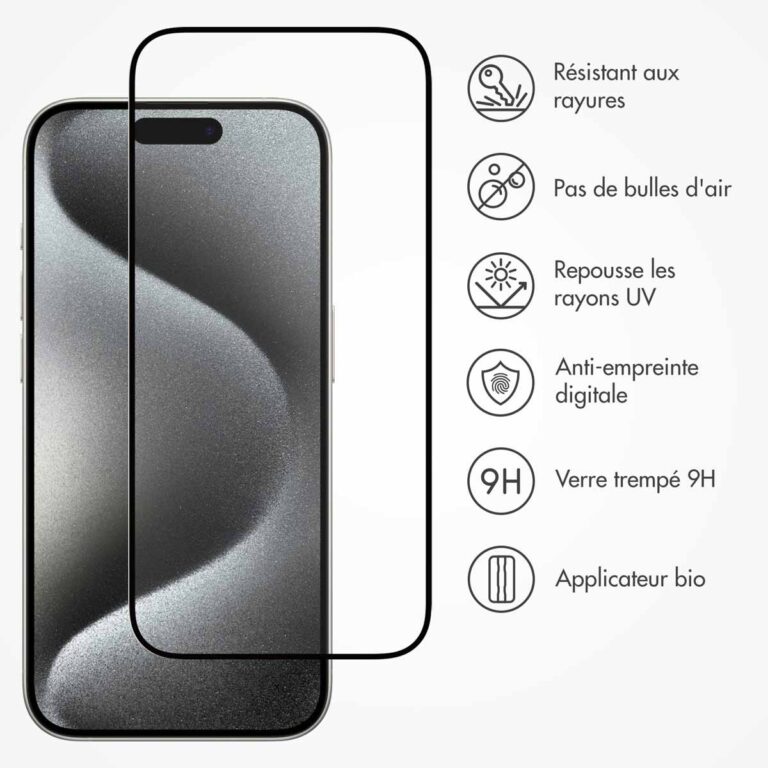 Accezz Gehard Glas Full Cover Screenprotector met applicator Apple iPhone 15 - Transparant - Afbeelding 5