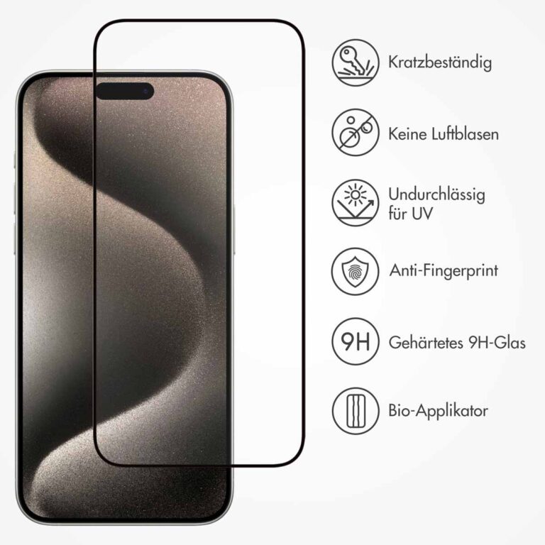 Accezz Gehard Glas Full Cover Screenprotector met applicator Apple iPhone 15 Pro - Transparant - Afbeelding 8