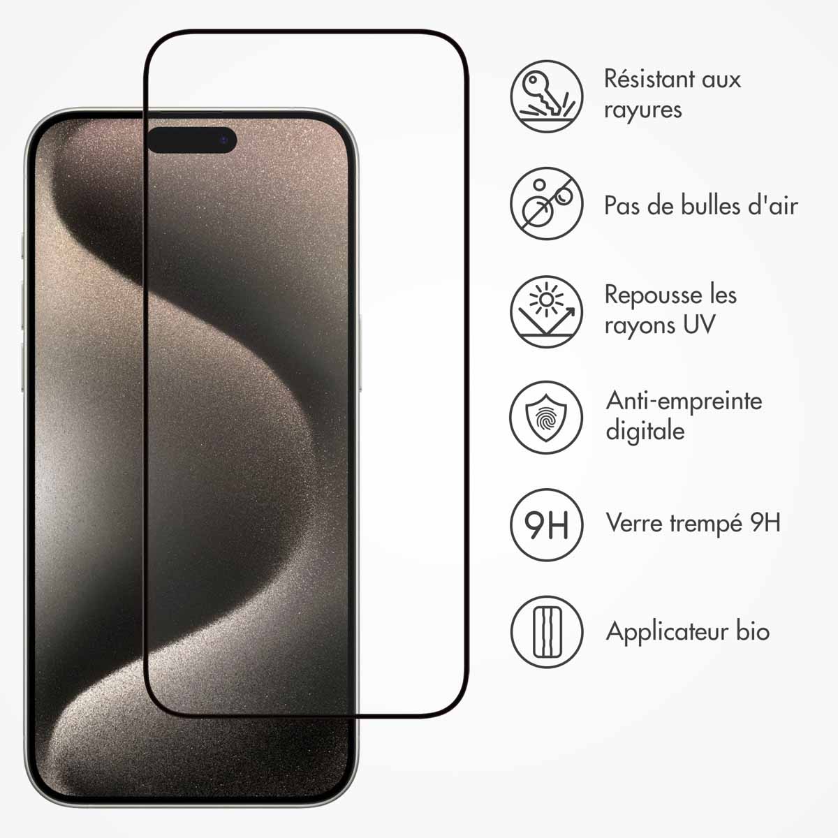Accezz Gehard Glas Full Cover Screenprotector met applicator Apple iPhone 15 Pro - Afbeelding 5