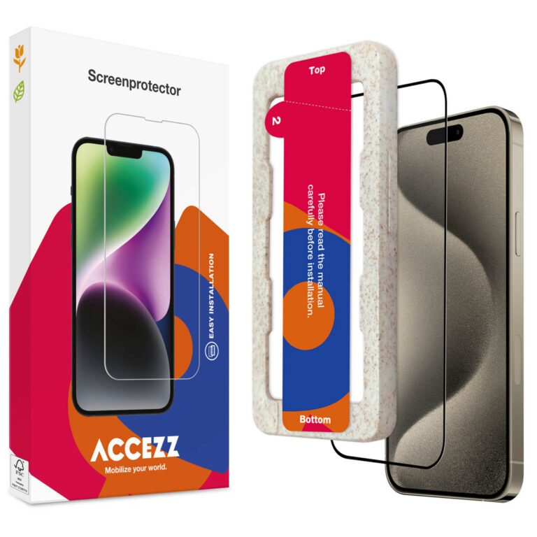 Accezz Gehard Glas Full Cover Screenprotector met applicator Apple iPhone 15 Pro - Transparant - Afbeelding 4