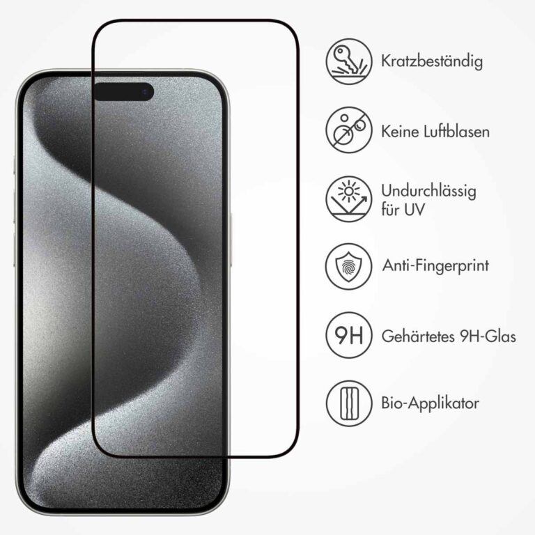 Accezz Gehard Glas Full Cover Screenprotector met applicator Apple iPhone 15 Pro Max - Transparant - Afbeelding 8