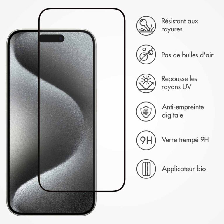 Accezz Gehard Glas Full Cover Screenprotector met applicator Apple iPhone 15 Pro Max - Transparant - Afbeelding 6