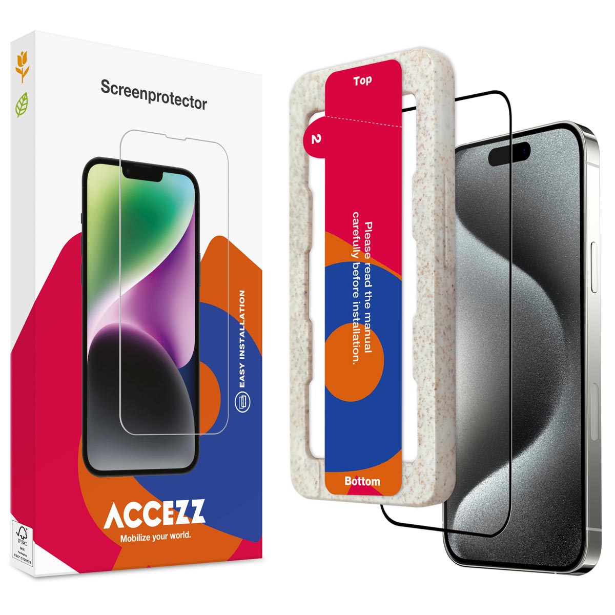 Accezz Gehard Glas Full Cover Screenprotector met applicator Apple iPhone 15 Pro Max – Transparant