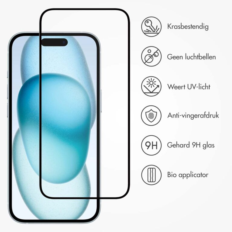 Accezz Gehard Glas Full Cover Screenprotector met applicator Apple iPhone 15 Plus - Transparant - Afbeelding 2