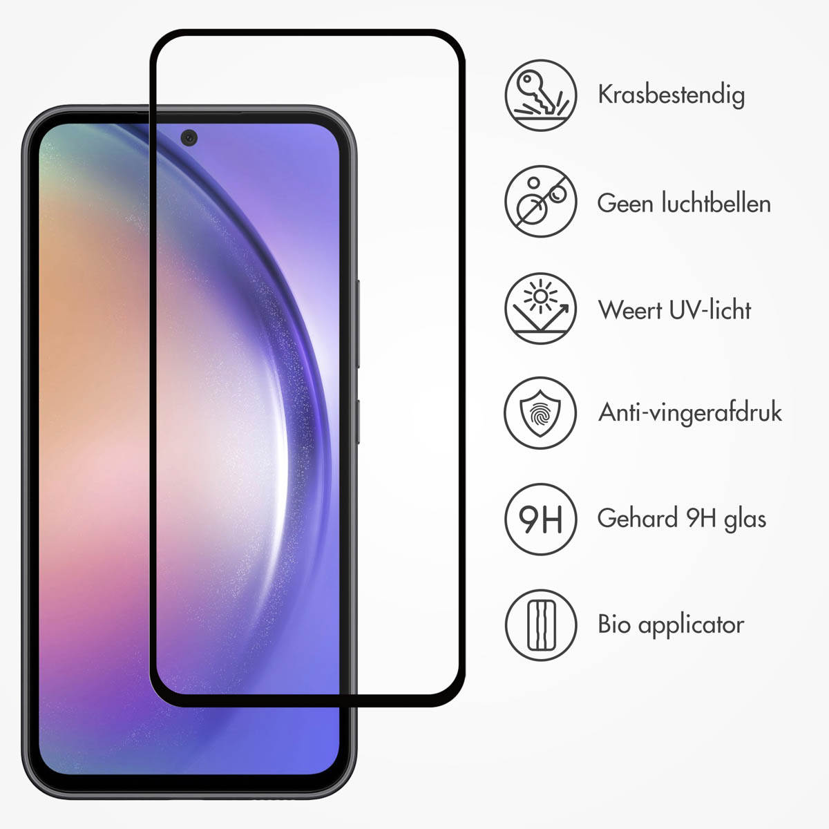 Accezz Gehard Glas Full Cover Screenprotector met applicator Samsung Galaxy A54 (5G) / S23 FE - Afbeelding 9