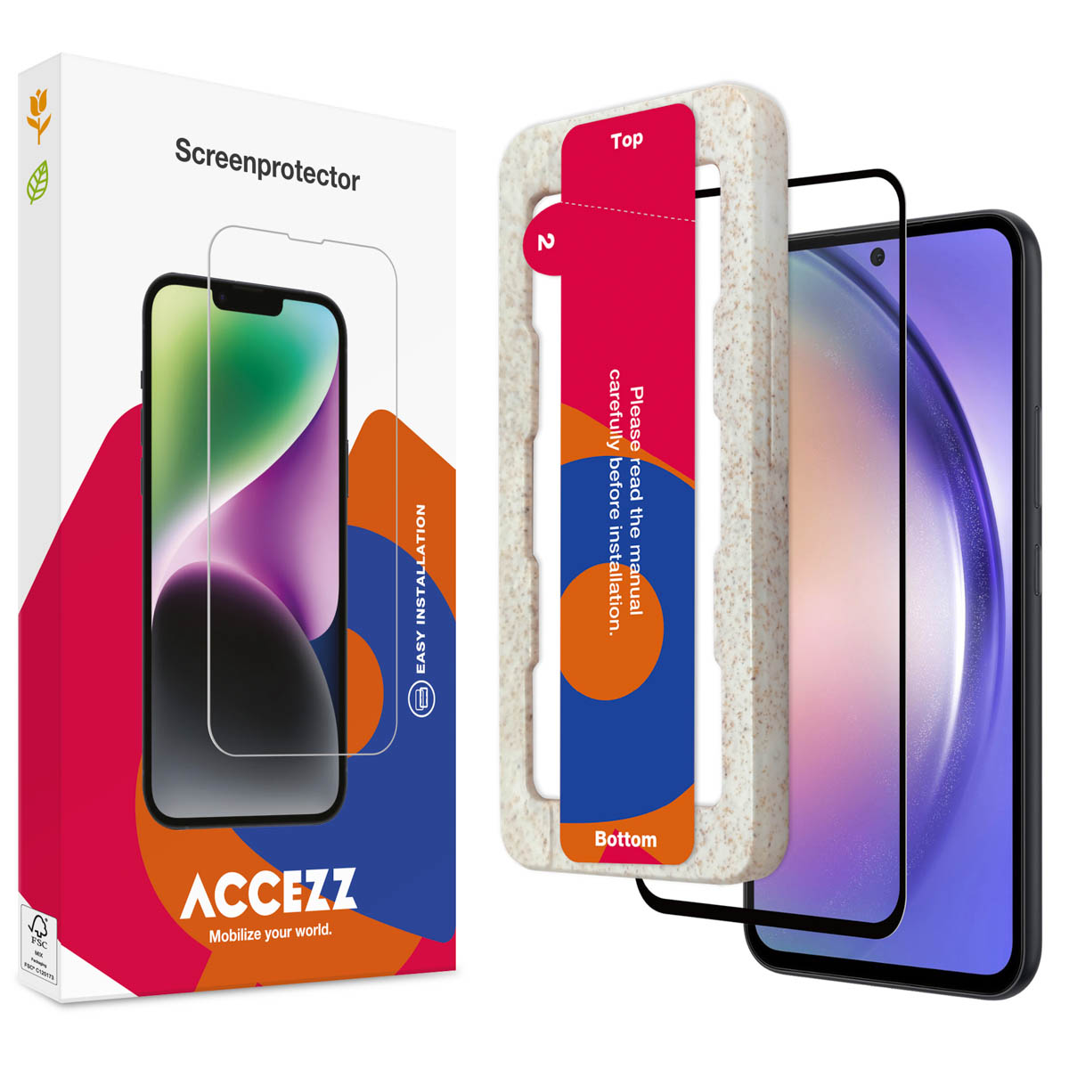 Accezz Gehard Glas Full Cover Screenprotector met applicator Samsung Galaxy A54 (5G) / S23 FE - Afbeelding 2