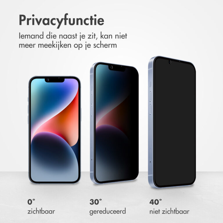 Accezz Gehard Glas Privacy Screenprotector Apple iPhone 13 / 13 Pro / 14 / 16e - Afbeelding 8