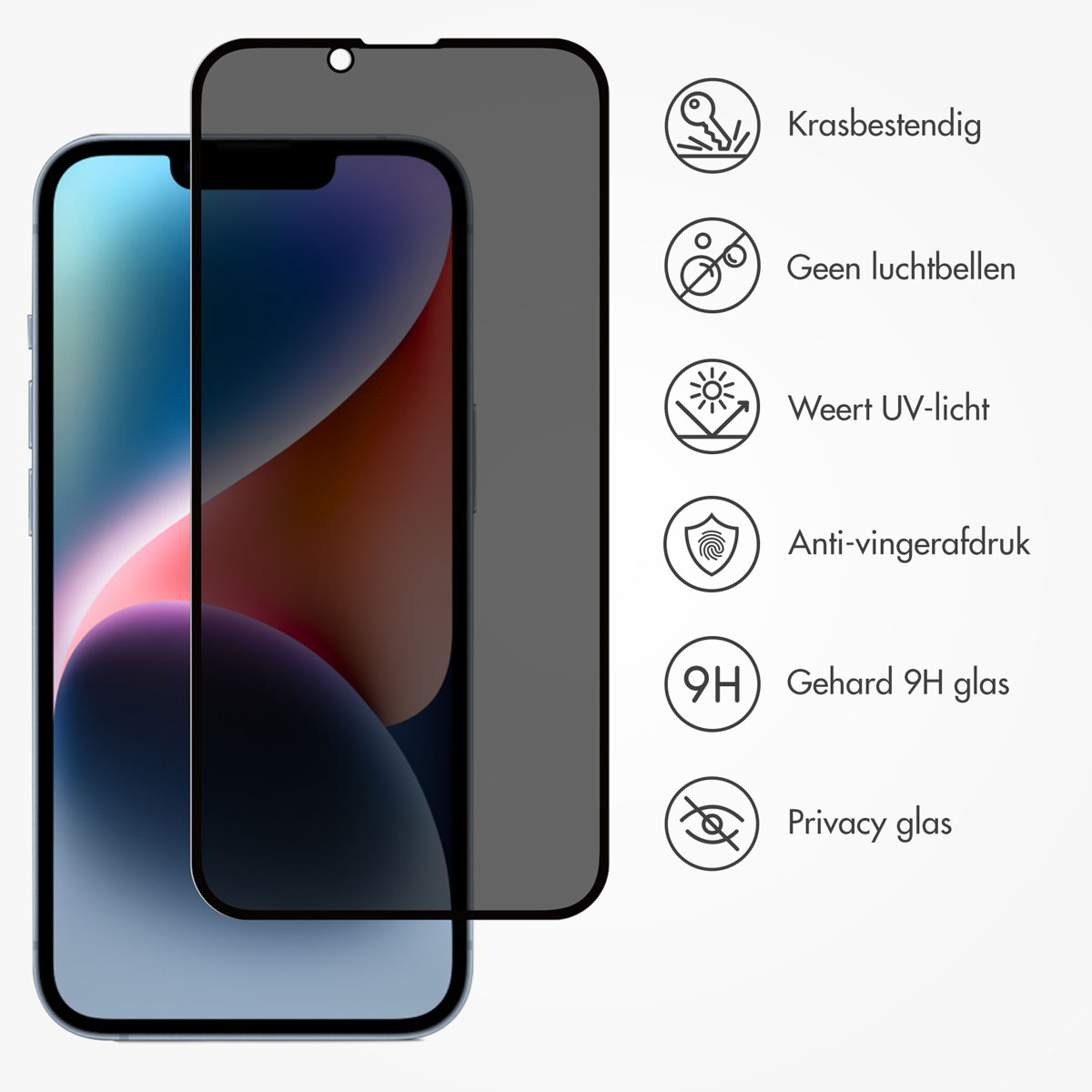 Accezz Gehard Glas Privacy Screenprotector Apple iPhone 13 / 13 Pro / 14 / 16e - Afbeelding 9