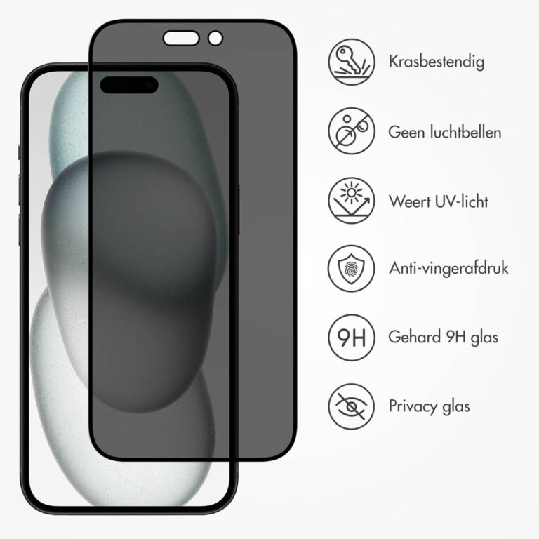 Accezz Gehard Glas Privacy Screenprotector Apple iPhone 14 Pro / 15 / 16 - Afbeelding 9