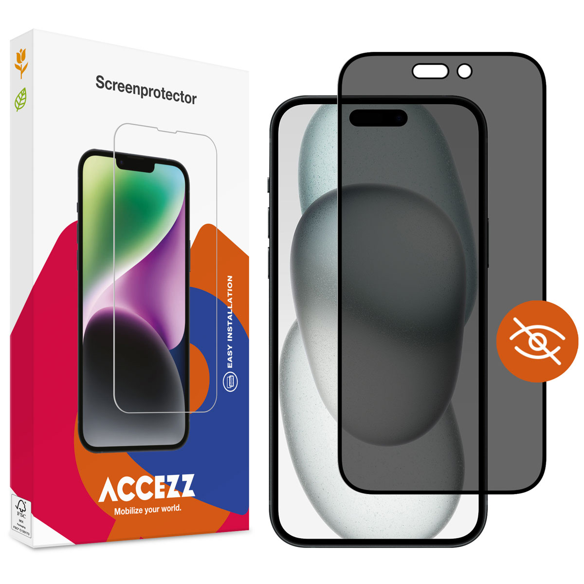 Accezz Gehard Glas Privacy Screenprotector Apple iPhone 14 Pro / 15 / 16 - Afbeelding 2