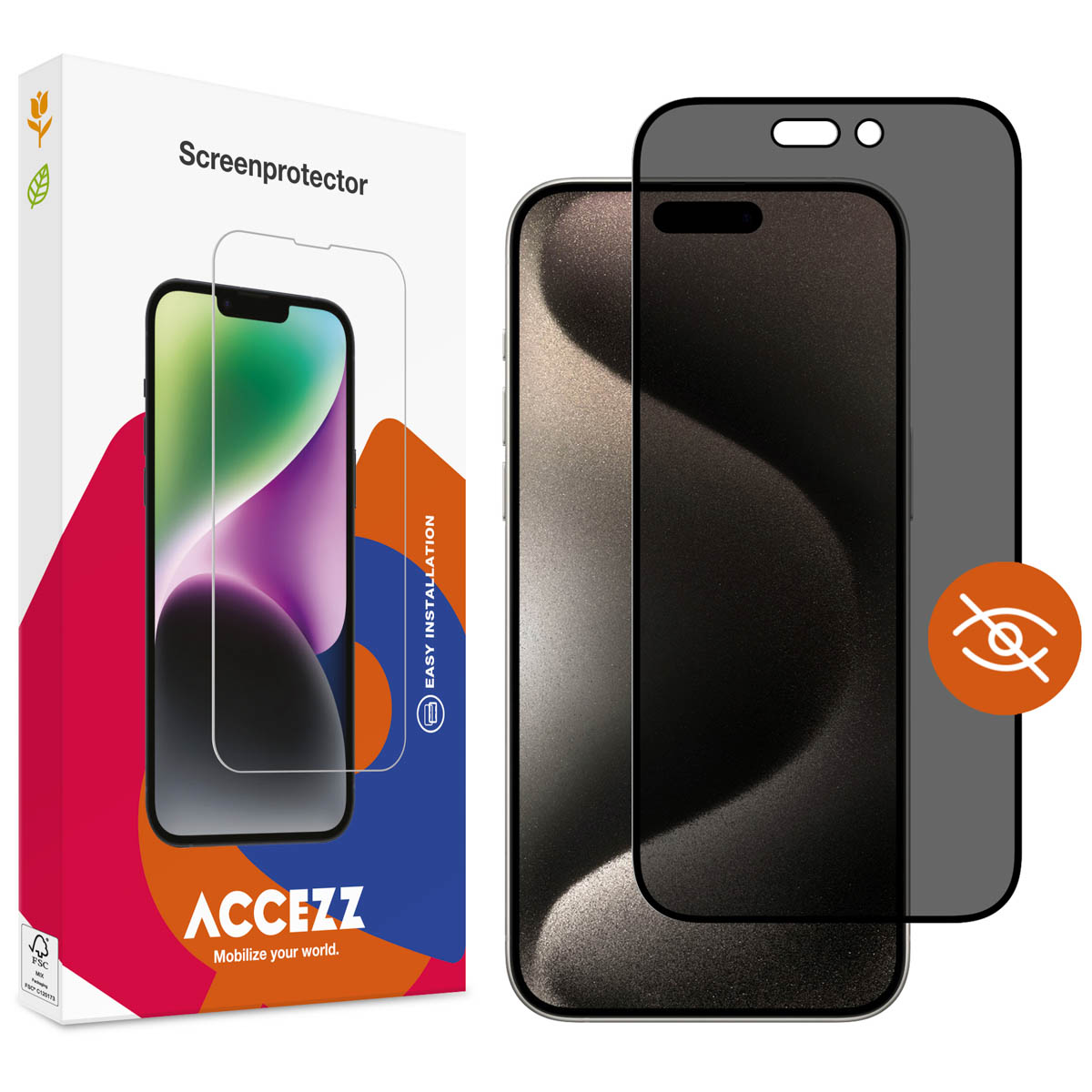 Accezz Gehard Glas Privacy Screenprotector Apple iPhone 15 Pro - Afbeelding 10