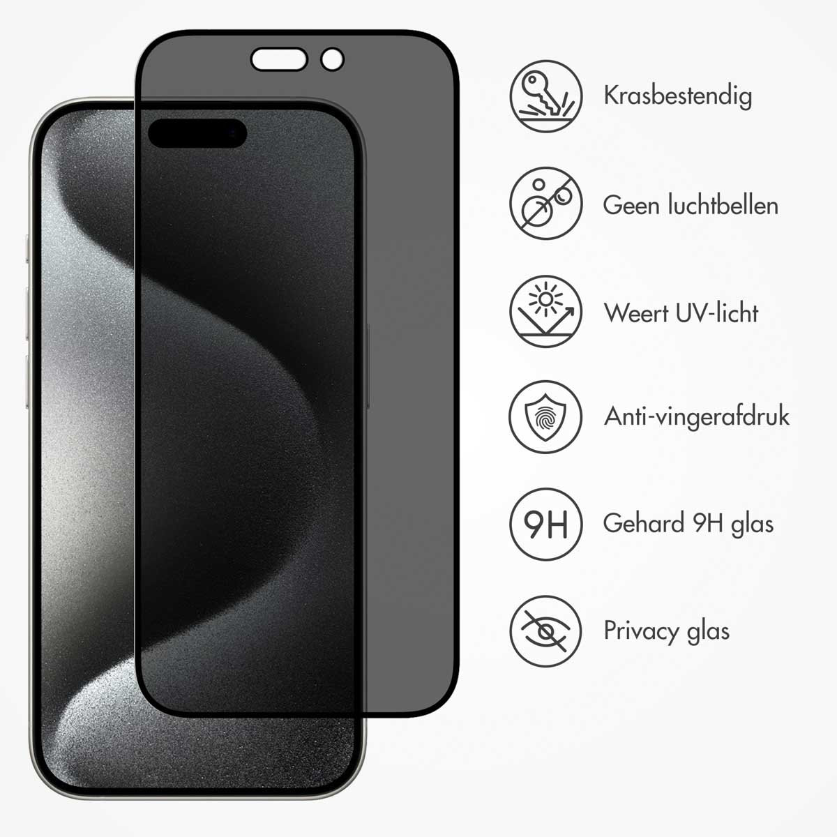 Accezz Gehard Glas Privacy Screenprotector Apple iPhone 15 Pro Max - Afbeelding 8