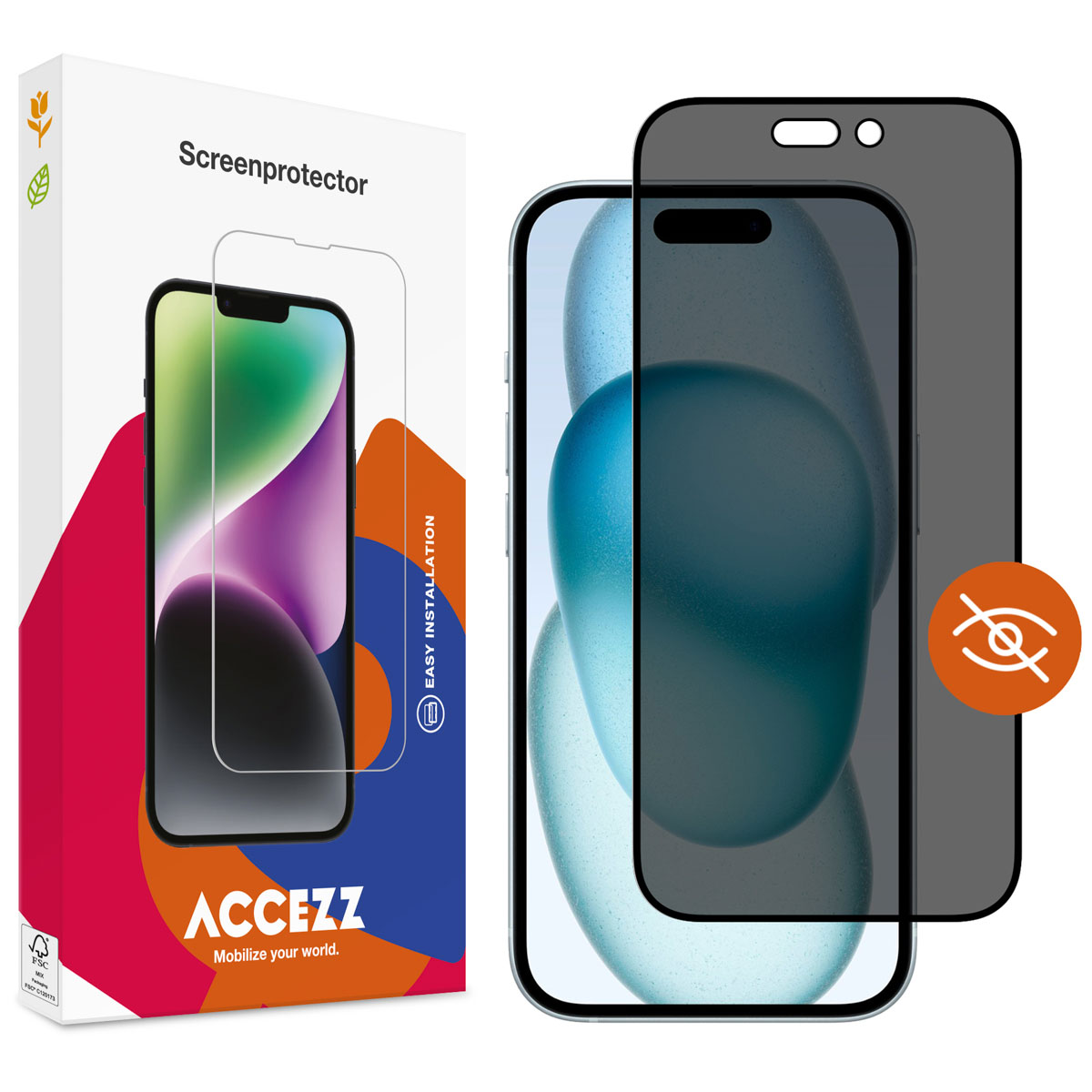 Accezz Gehard Glas Privacy Screenprotector Apple iPhone 14 Pro Max / 15 Plus / 16 Plus - Afbeelding 3
